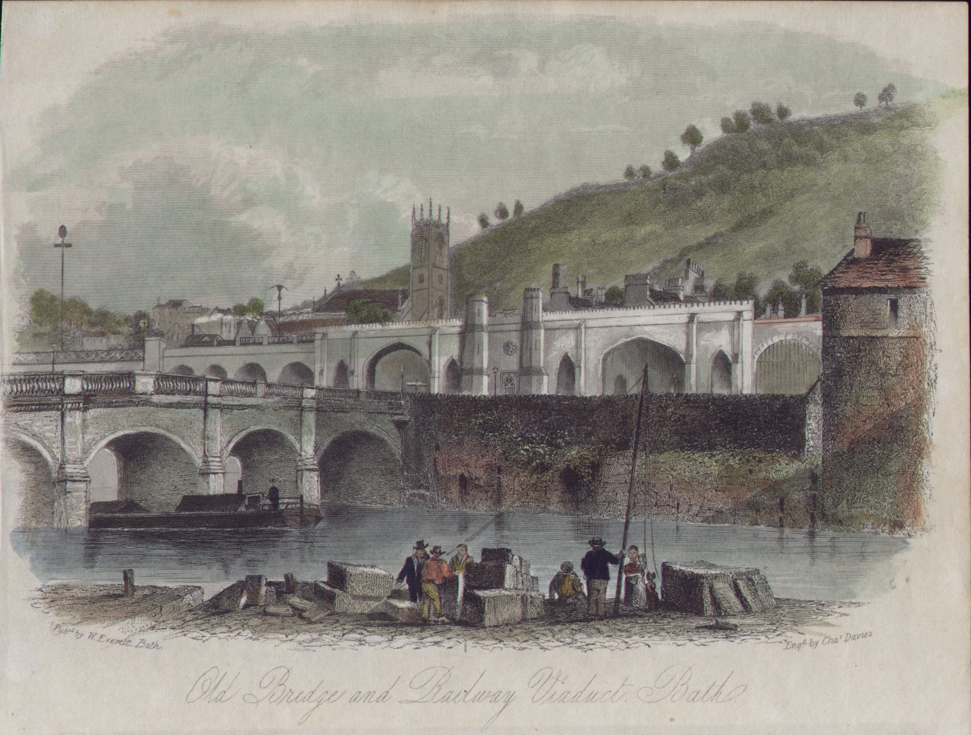 Steel Vignette - Old Bridge and Railway Viaduct Bath - Davies